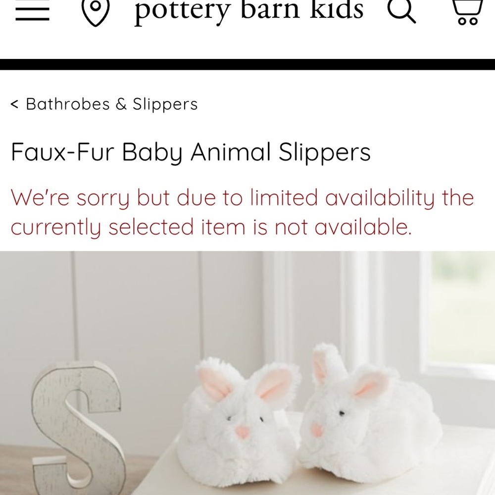 Pottery Barn Faux Fur Bunny Slippers